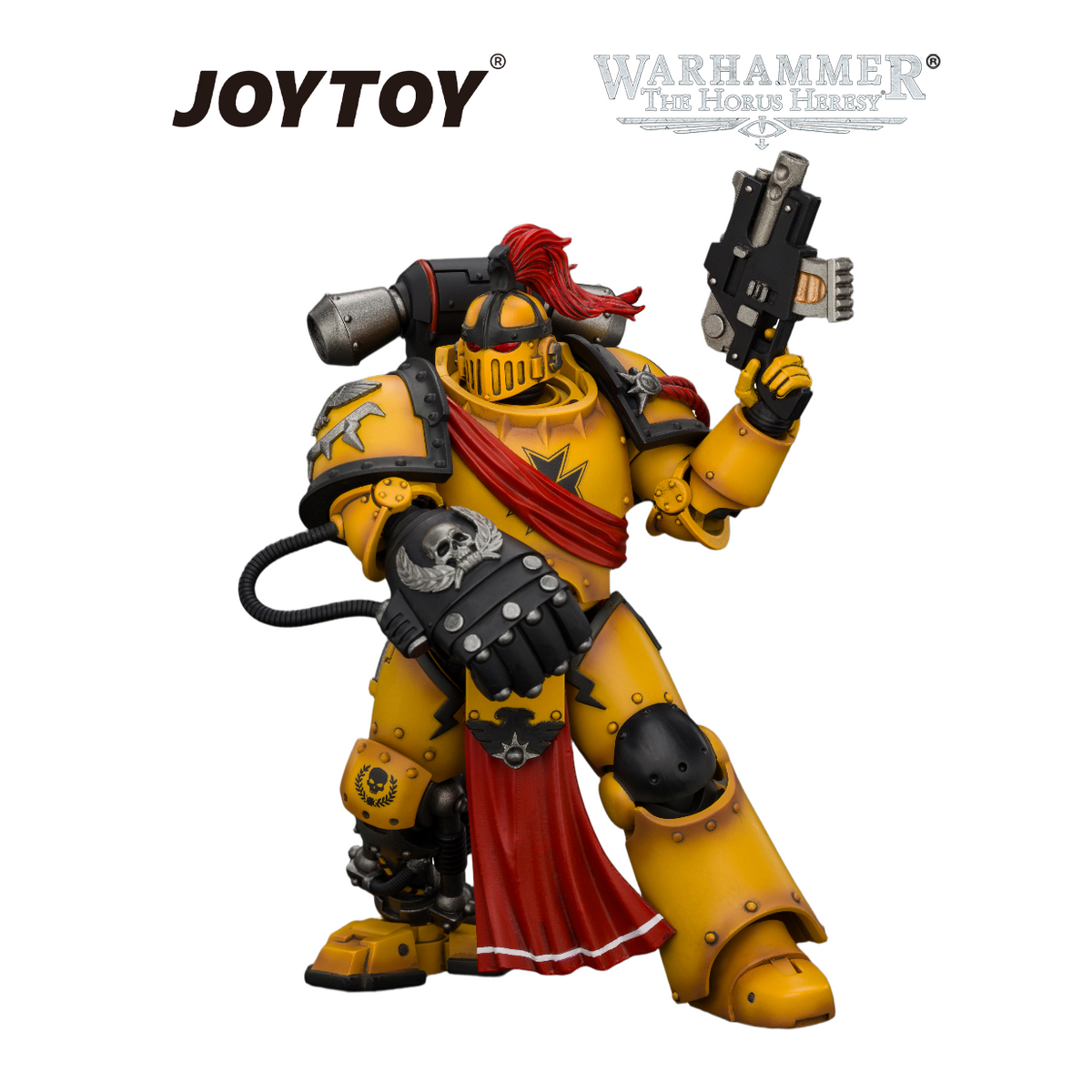 JOYTOY Warhammer The Horus Heresy - Imperial Fists Herald Consul with Icon of Allegiance, Bolt Pistol and Power Fist (1/18 Scale) Preorder