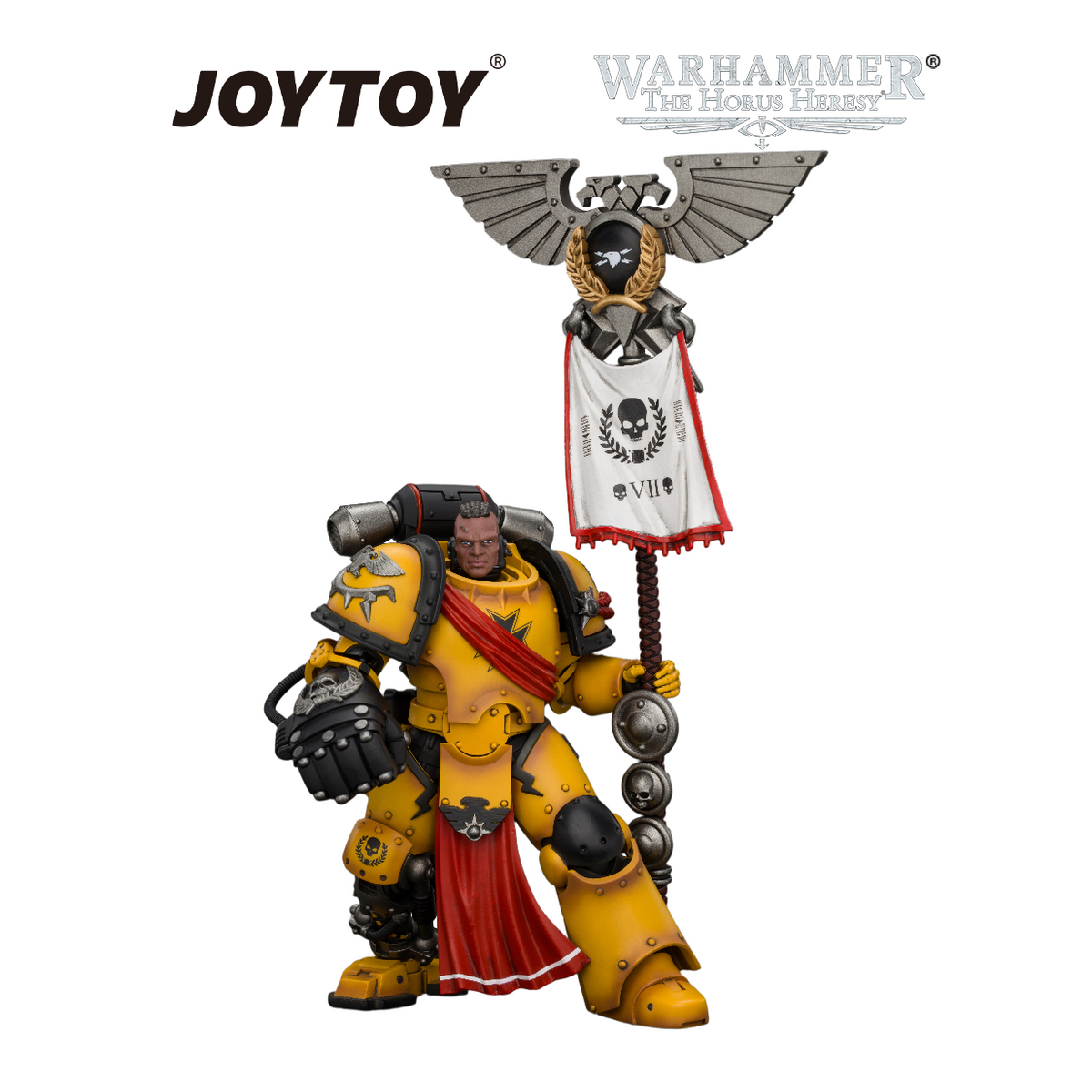 JOYTOY Warhammer The Horus Heresy - Imperial Fists Herald Consul with Icon of Allegiance, Bolt Pistol and Power Fist (1/18 Scale) Preorder