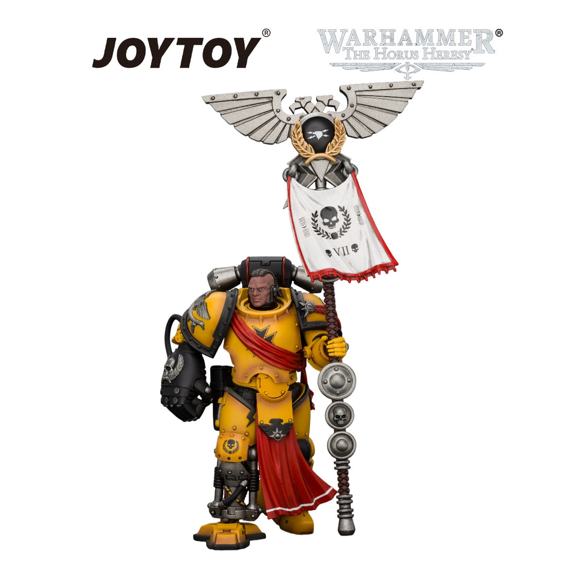 JOYTOY Warhammer The Horus Heresy - Imperial Fists Herald Consul with Icon of Allegiance, Bolt Pistol and Power Fist (1/18 Scale) Preorder