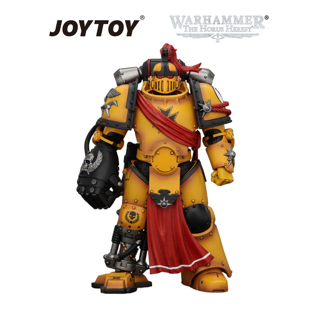 JOYTOY Warhammer The Horus Heresy - Imperial Fists Herald Consul with Icon of Allegiance, Bolt Pistol and Power Fist (1/18 Scale) Preorder