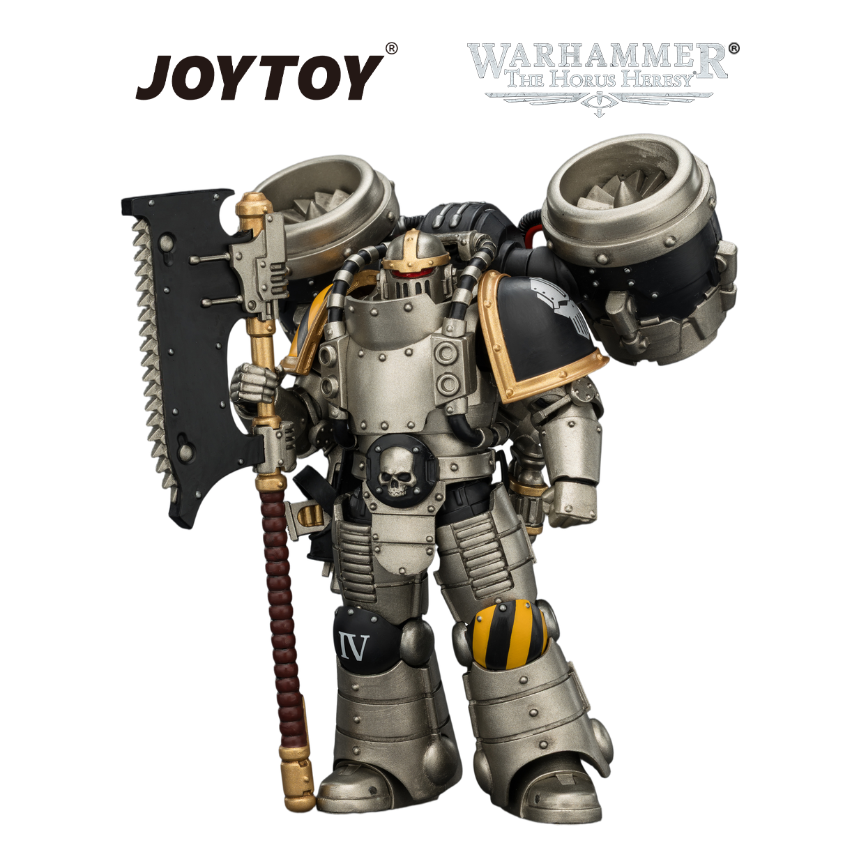 JOYTOY Warhammer The Horus Heresy - Iron Warriors, MkII Assault Legionary 2 with Bolt Pistol & Heavy Chain Axe (1/18 Scale) Preorder