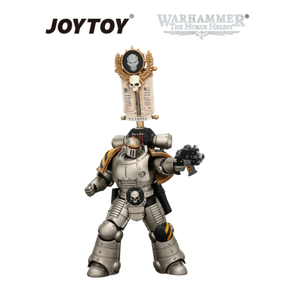 JOYTOY Warhammer The Horus Heresy - Iron Warriors, MkII Legionary 1 with Vexilla, Bolter and Bolt Pistol (1/18 Scale) Preorder