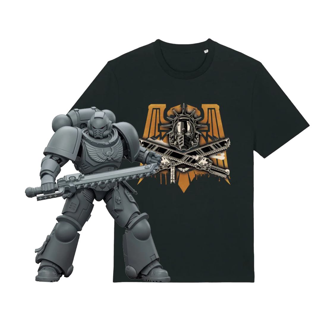 JoyToy Warhammer 40,000: Space Marine 2, Space Marines Intercessor, Armouring Hall Edition (1/18 Scale) & T Shirt Bundle
