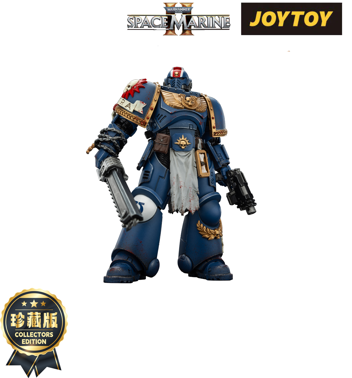 JoyToy Warhammer 40,000: Space Marine 2 Action Figure - Ultramarines, Lieutenant Titus - Collector’s Edition (1/18 Scale)