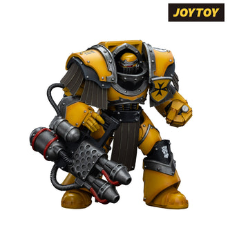 JoyToy Warhammer The Horus Heresy Action Figure - Imperial Fists, Legion Cataphractii Terminator with Heavy Flamer (1/18 Scale)