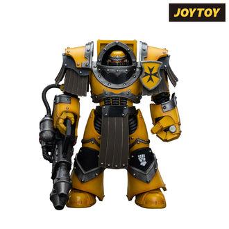 JoyToy Warhammer The Horus Heresy Action Figure - Imperial Fists, Legion Cataphractii Terminator with Heavy Flamer (1/18 Scale)