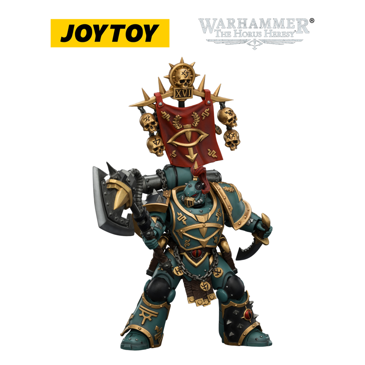 JOYTOY Warhammer The Horus Heresy - Sons of Horus, Vheren Ashurhaddon, Master of the True Sons with the Axe Serpentis (1/18 Scale)