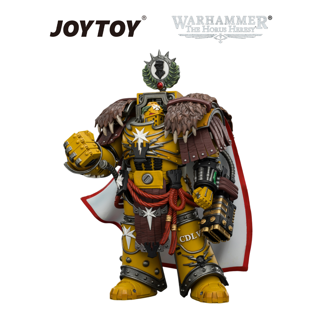 JOYTOY Warhammer The Horus Heresy - Imperial Fists, Lord Castellan Evander Garrius, The Tyrant of Cthonia with the Subjugator and Incineratus (1/18 Scale)