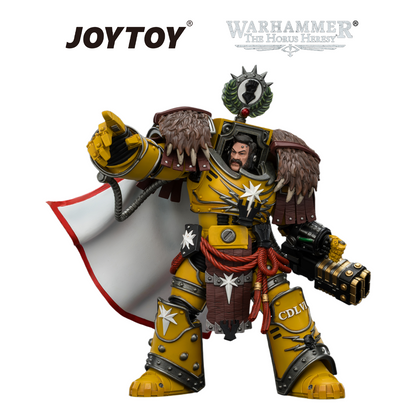 JOYTOY Warhammer The Horus Heresy - Imperial Fists, Lord Castellan Evander Garrius, The Tyrant of Cthonia with the Subjugator and Incineratus (1/18 Scale)