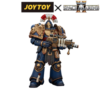 JoyToy Warhammer 40,000 Space Marine 2, Ultramarines, Relic Secundus Armour with Artificer Chainsword, Bolt Pistol and Bolt Rifle  Preorder