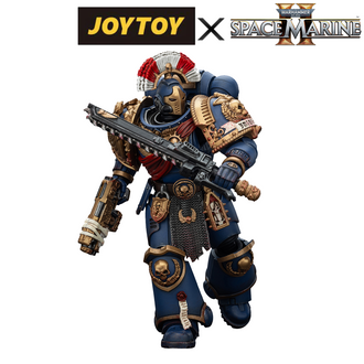 JoyToy Warhammer 40,000 Space Marine 2, Ultramarines, Relic Secundus Armour with Artificer Chainsword, Bolt Pistol and Bolt Rifle  Preorder
