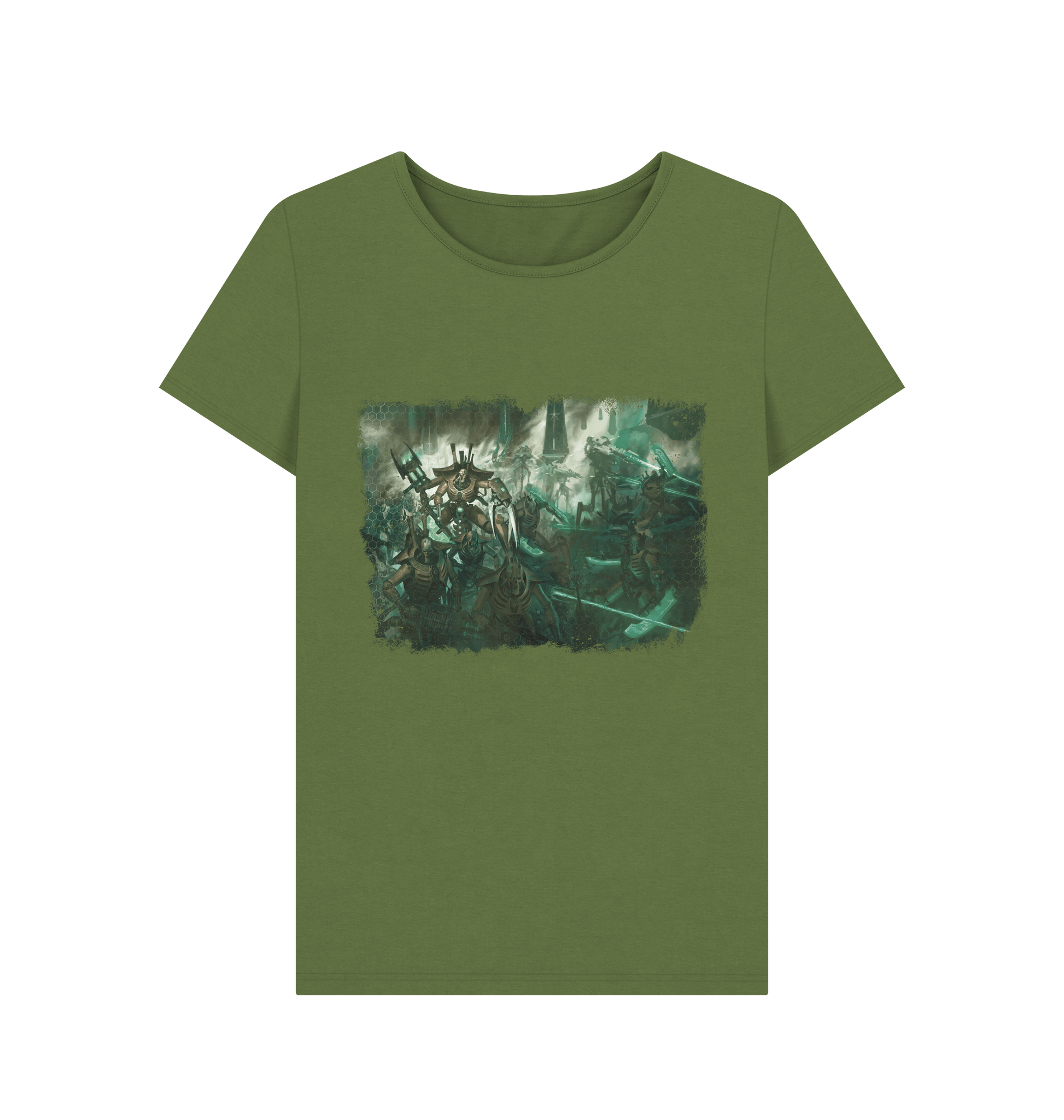 Khaki Necrons Skorpekh Lord Design Fitted T Shirt