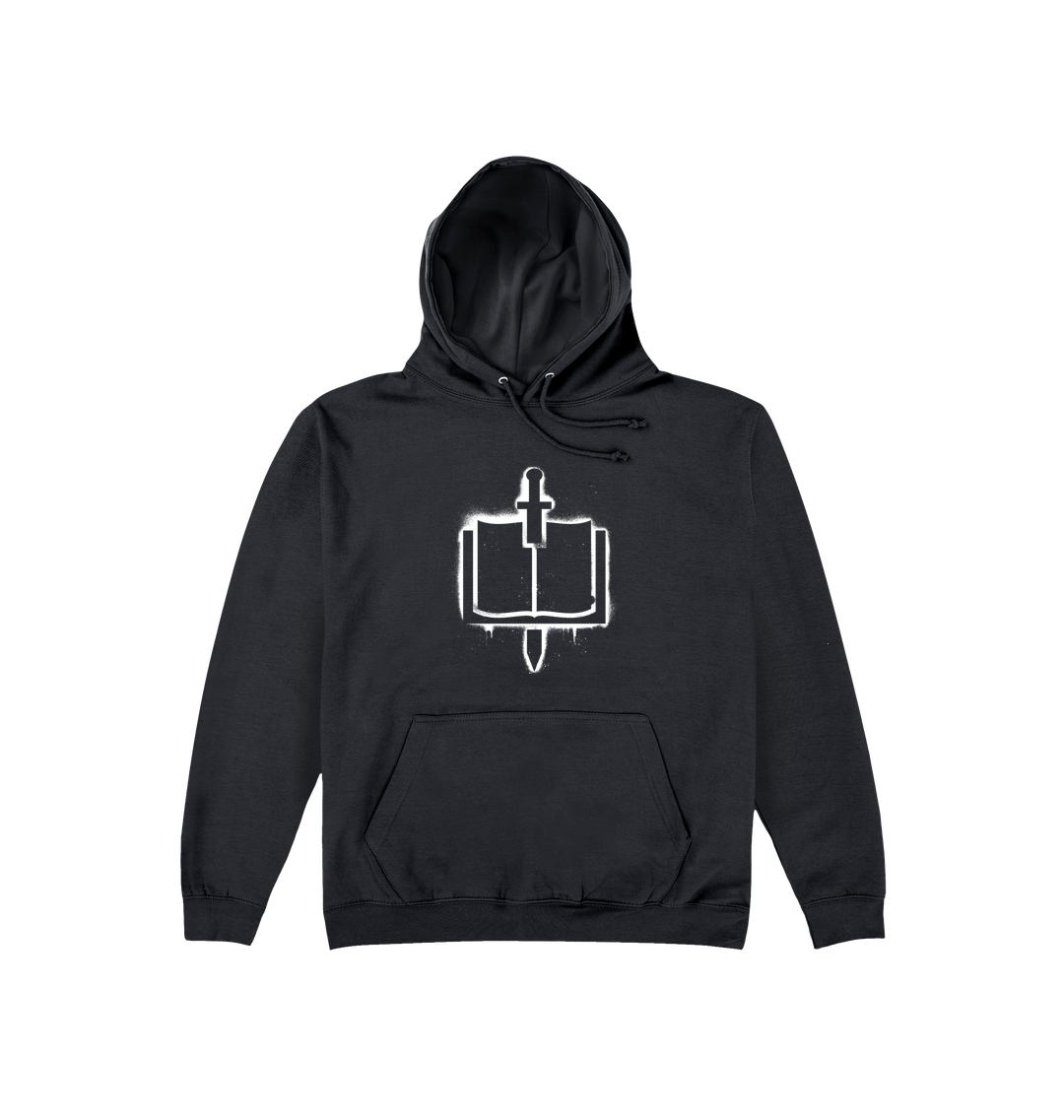 Deep Black Printed Hoody