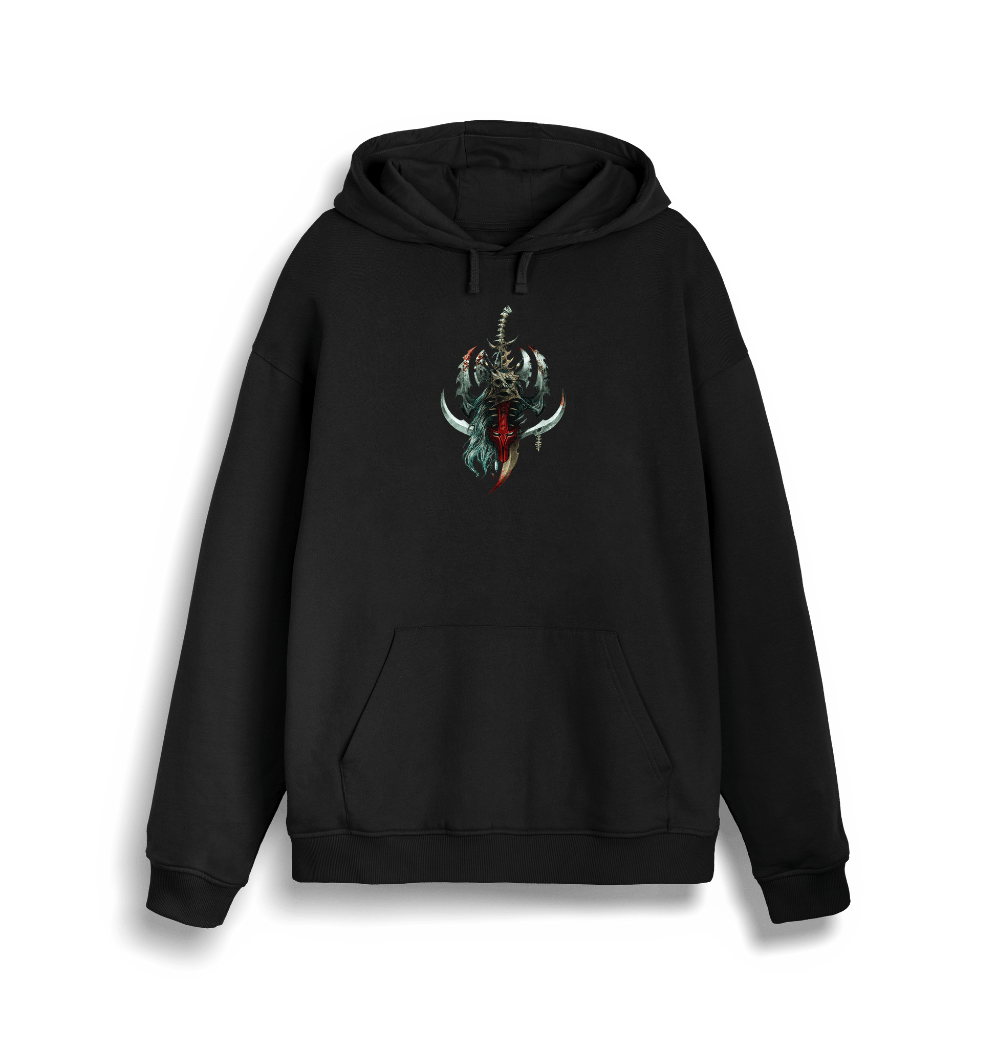 Black Printed Sweater Front