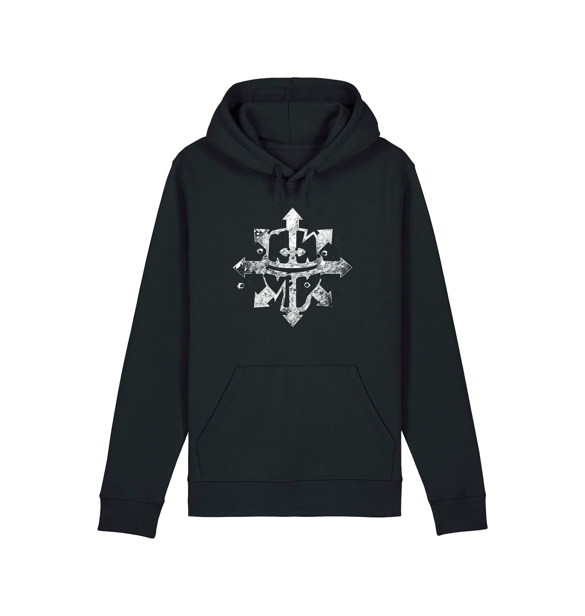 Black Printed Hoody Front