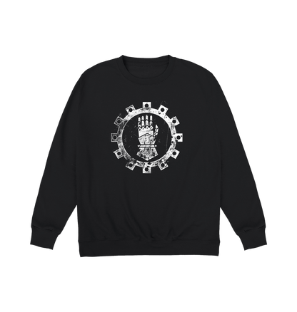 Deep Black Printed Sweater Front