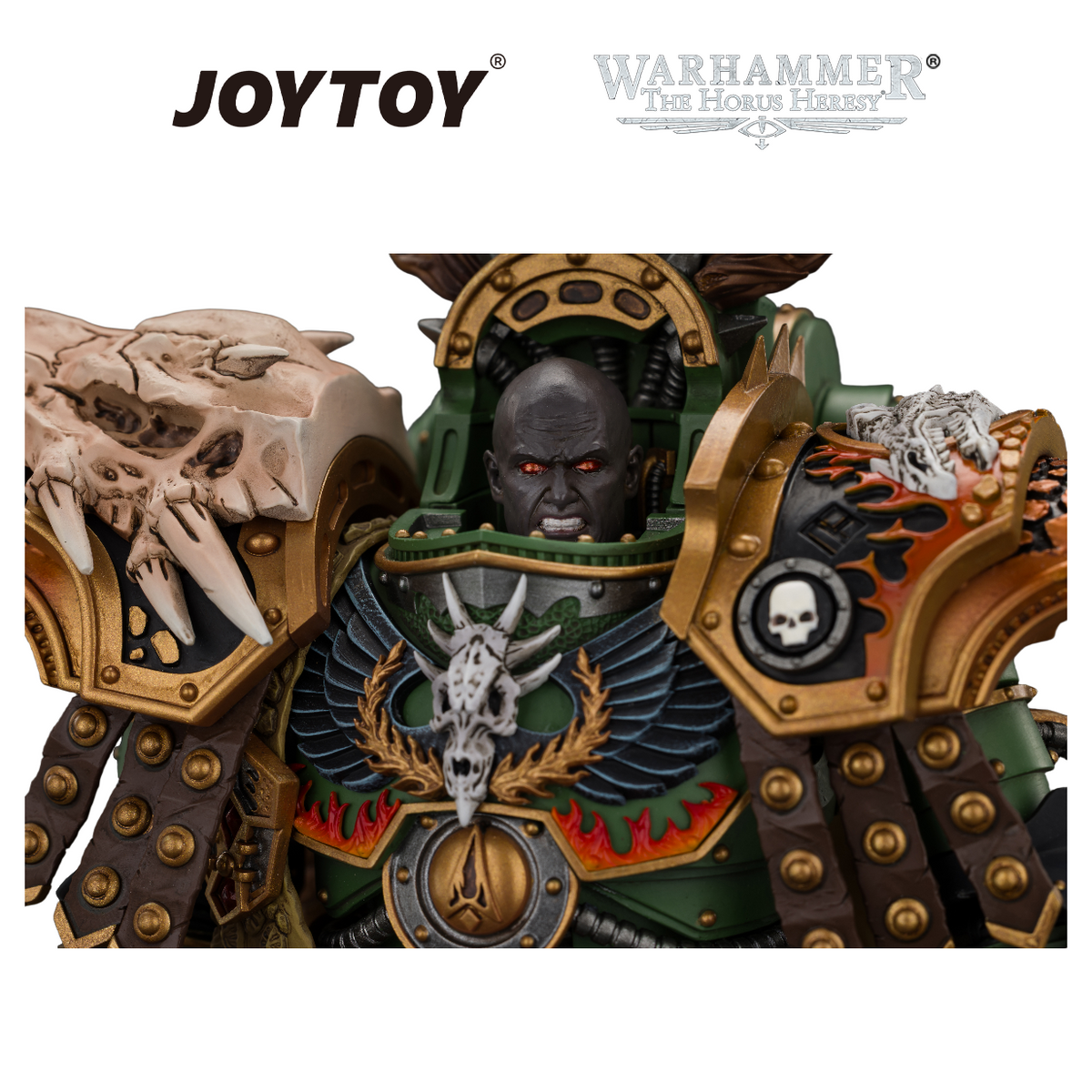 JOYTOY Warhammer The Horus Heresy - Salamanders, Vulkan, Primarch of the XVIIIth Legion with Dawnbringer, The Furnace's Heart and Dragon's Breath Gauntlet (1/18 Scale) Preorder & Exclusive T Shirt