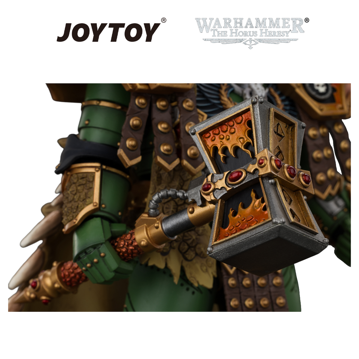 JOYTOY Warhammer The Horus Heresy - Salamanders, Vulkan, Primarch of the XVIIIth Legion with Dawnbringer, The Furnace's Heart and Dragon's Breath Gauntlet (1/18 Scale) Preorder & Exclusive T Shirt