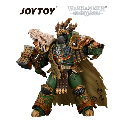 JOYTOY Warhammer The Horus Heresy - Salamanders, Vulkan, Primarch of the XVIIIth Legion with Dawnbringer, The Furnace's Heart and Dragon's Breath Gauntlet (1/18 Scale) Preorder & Exclusive T Shirt