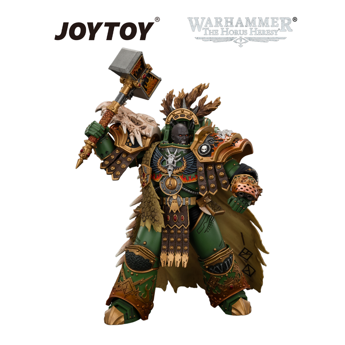 JOYTOY Warhammer The Horus Heresy - Salamanders, Vulkan, Primarch of the XVIIIth Legion with Dawnbringer, The Furnace's Heart and Dragon's Breath Gauntlet (1/18 Scale) Preorder & Exclusive T Shirt