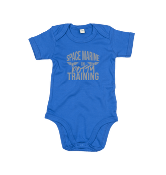 Organic Cobalt Blue Space Marine In Potty Training V1 Baby Bodysuit