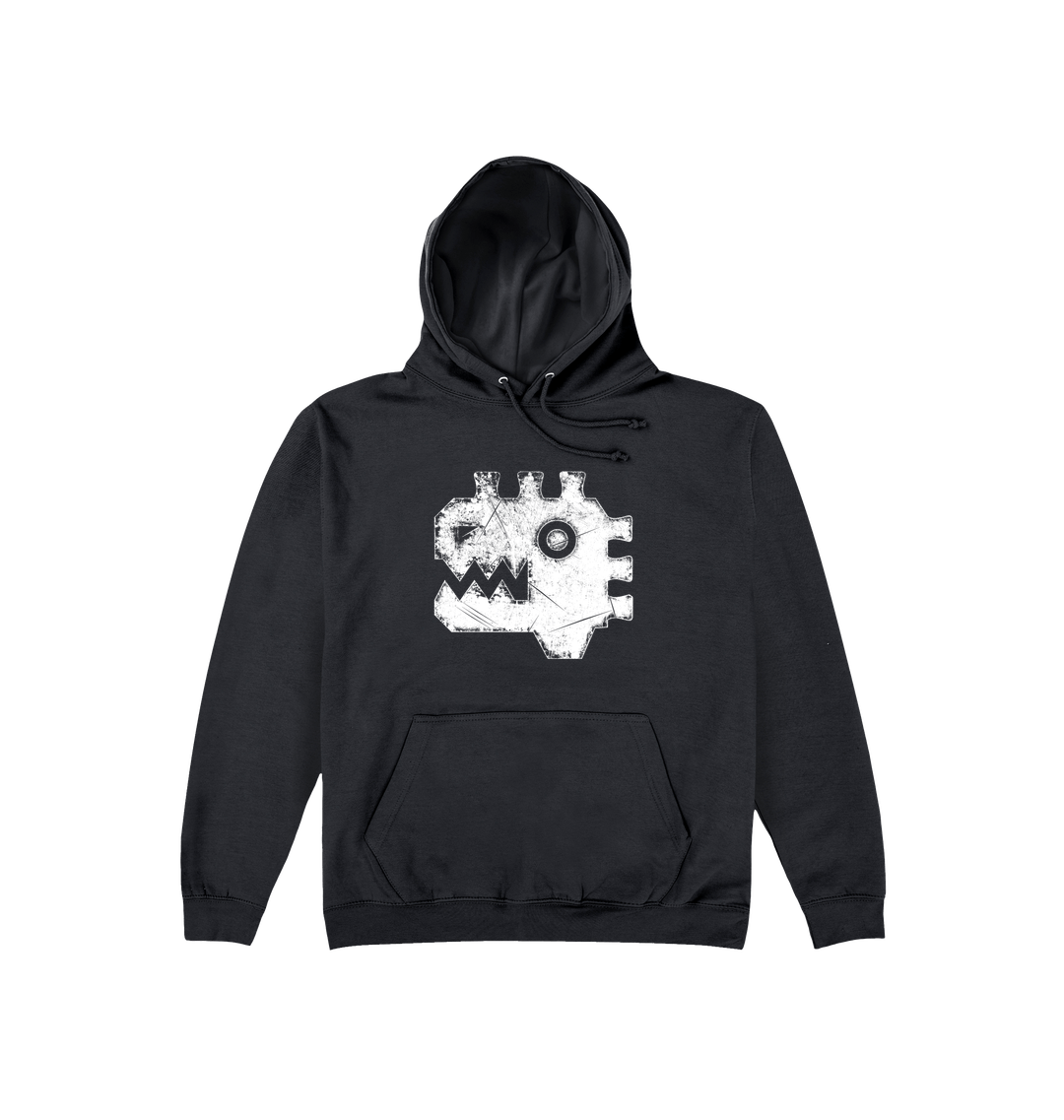 Deep Black Printed Hoody Front