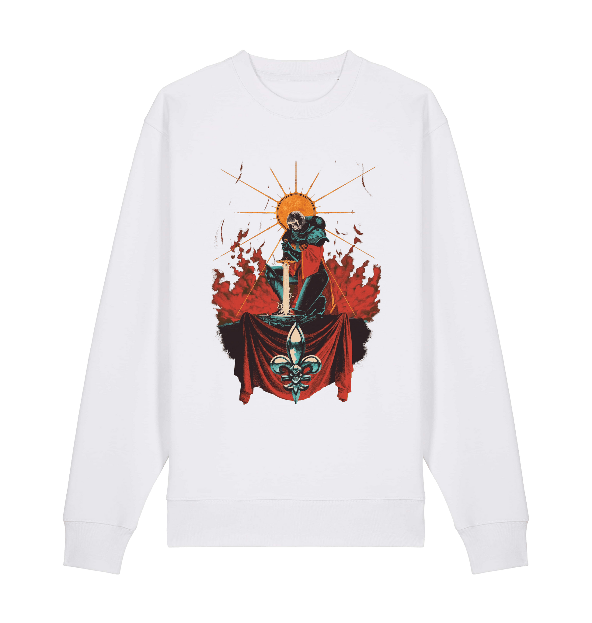 White Printed Sweater Front