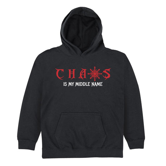 Chaos Is My Middle Name Kids Black Hoodie